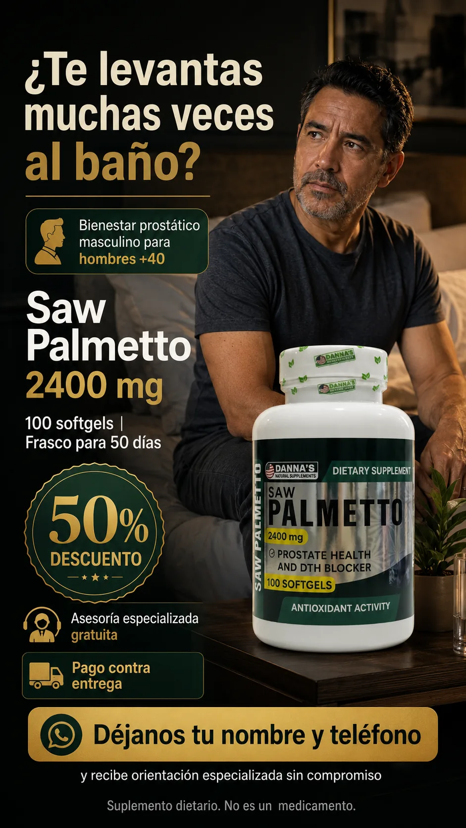 Saw Palmetto bienestar prostático masculino para hombres mayores de 40