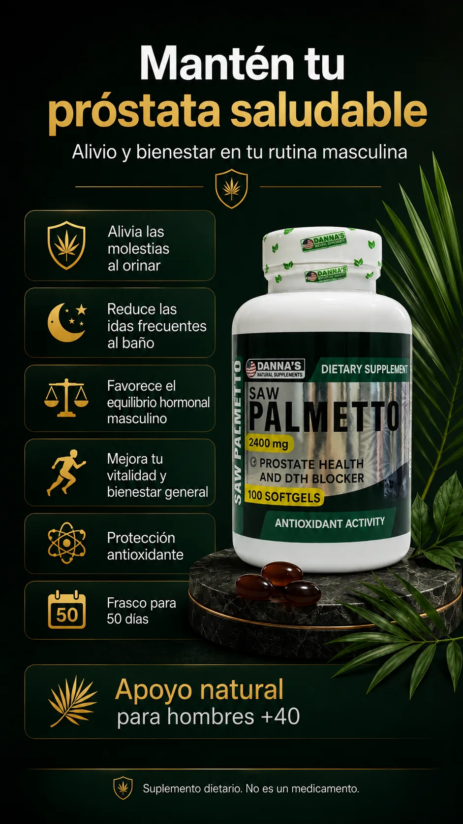 Beneficios de Saw Palmetto para apoyar la salud prostática masculina